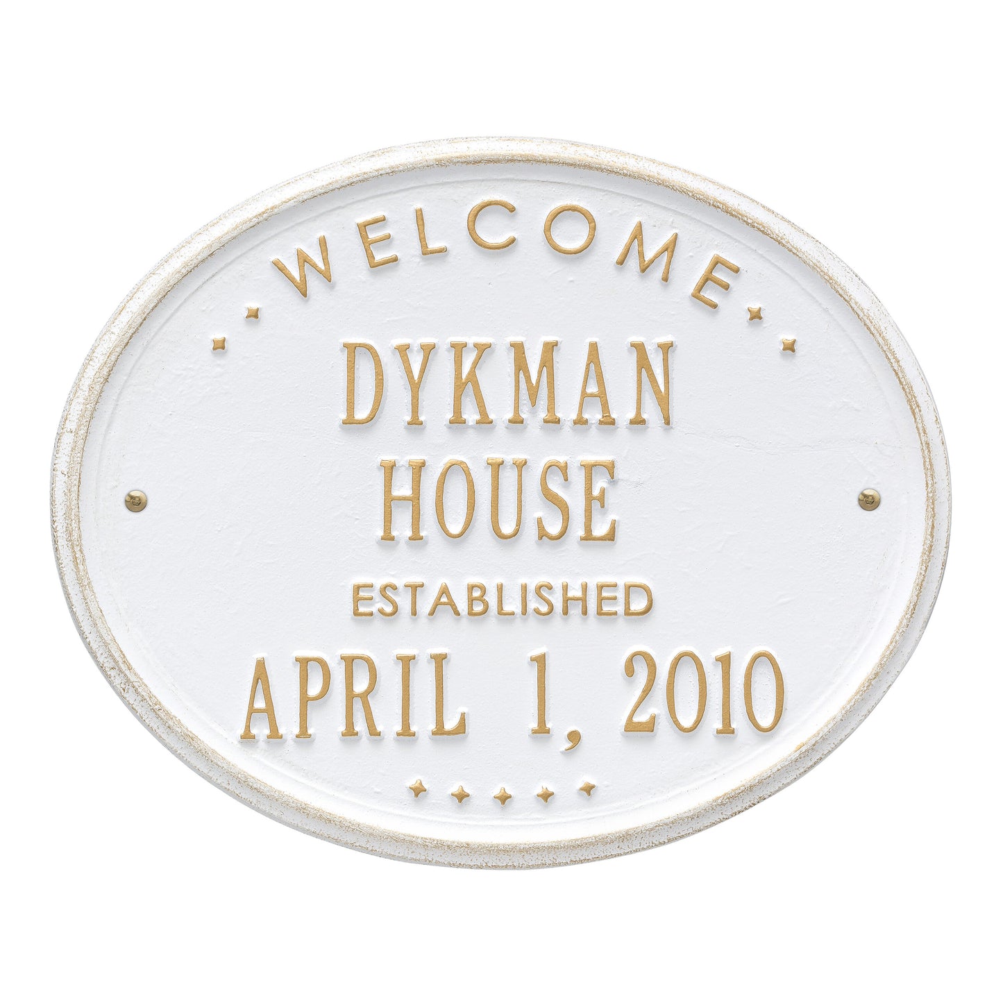 Welcome Oval "House" Established - Standard Wall - Two Line - Antique Brass