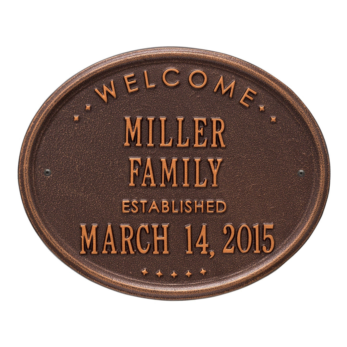 Welcome Oval "Family" Established - Standard Wall - Two Line - Antique Brass