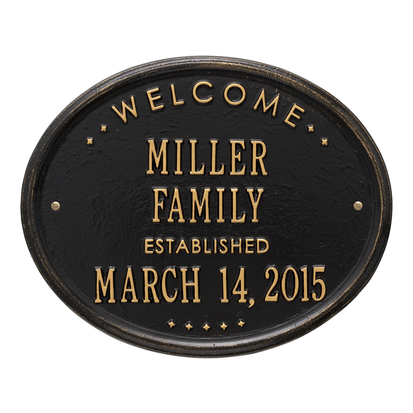 Welcome Oval "Family" Established - Standard Wall - Two Line - Antique Brass
