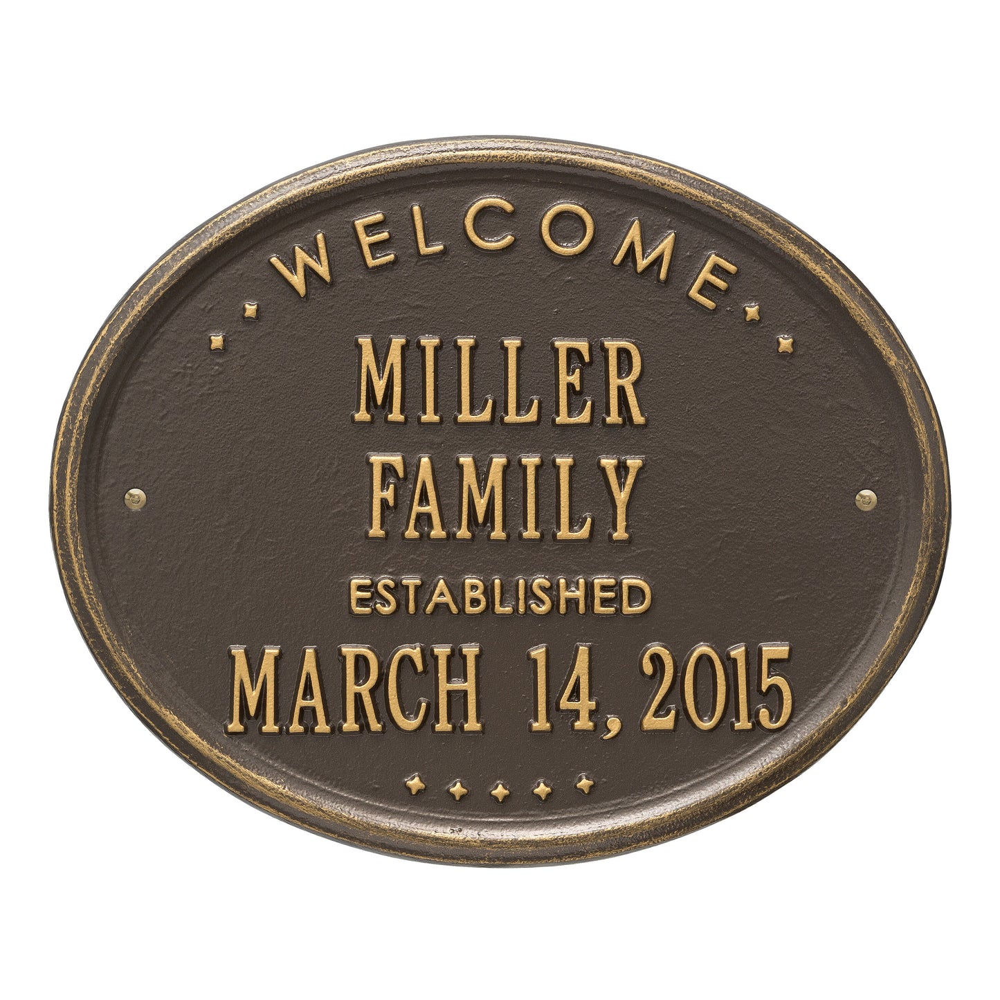 Welcome Oval "Family" Established - Standard Wall - Two Line - Antique Brass
