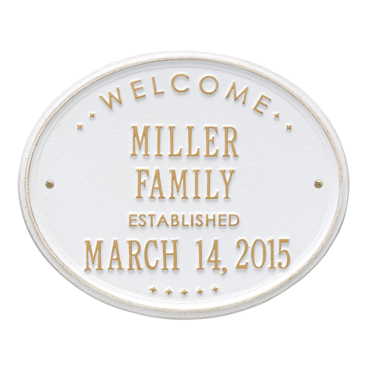 Welcome Oval "Family" Established - Standard Wall - Two Line - Antique Brass