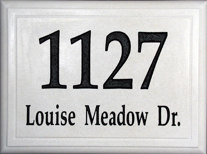 Large Classic White Stone Address Plaque