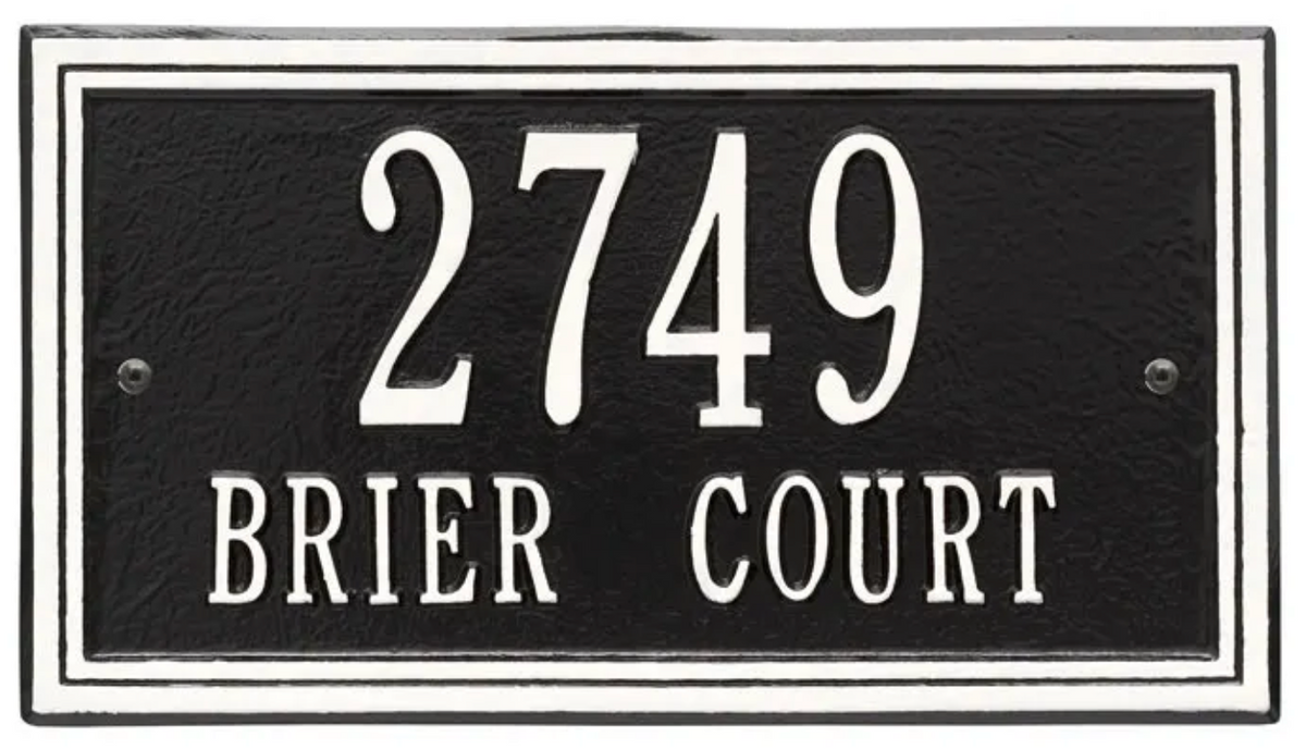 Double Border Line - Standard Wall Address Plaque- Two Line