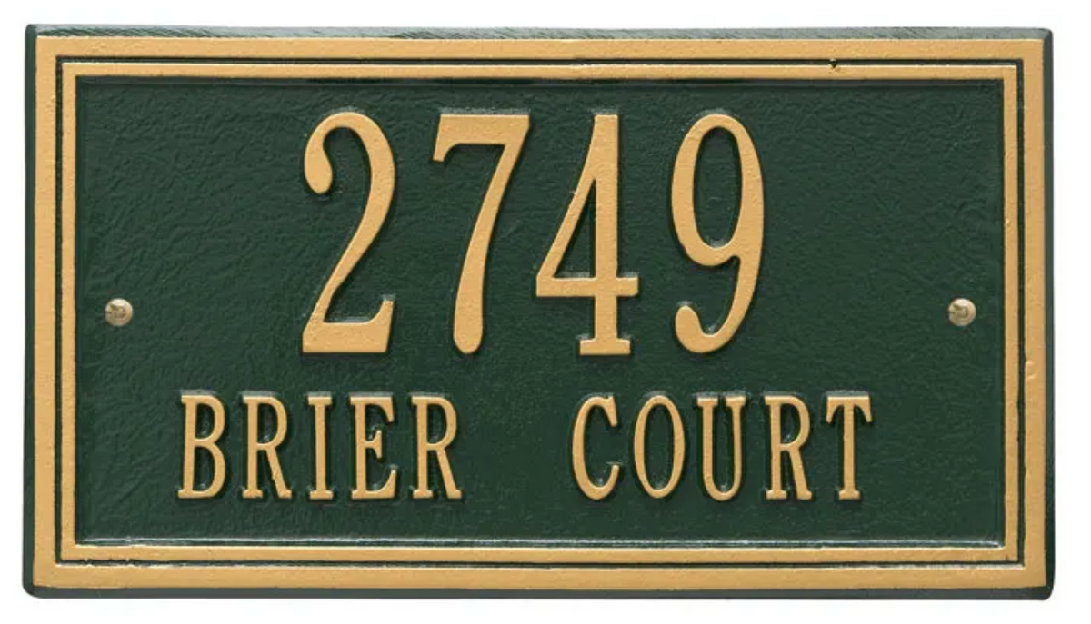Double Border Line - Standard Wall Address Plaque- Two Line