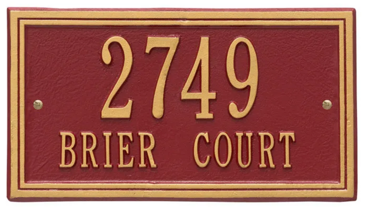 Double Border Line - Standard Wall Address Plaque- Two Line