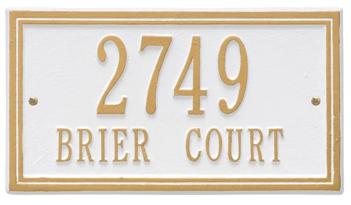 Double Border Line - Standard Wall Address Plaque- Two Line