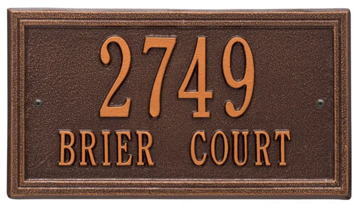 Double Border Line - Standard Wall Address Plaque- Two Line