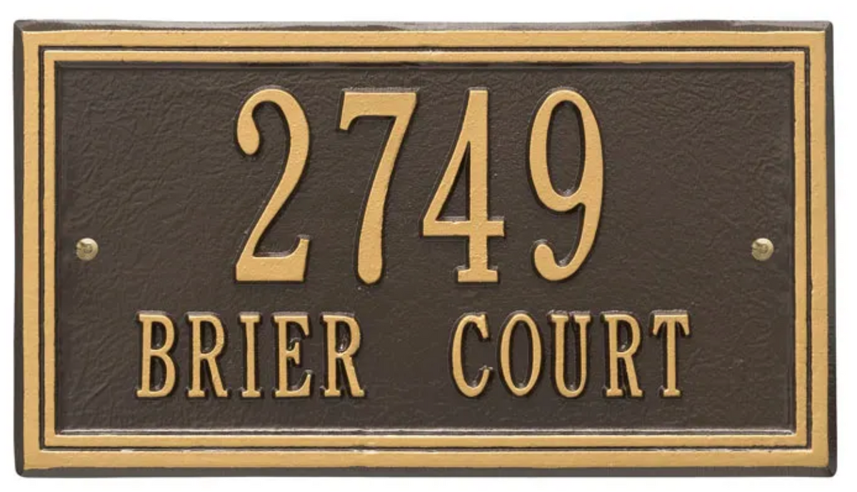 Double Border Line - Standard Wall Address Plaque- Two Line