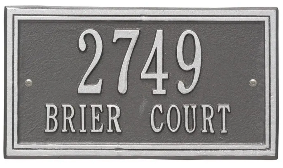 Double Border Line - Standard Wall Address Plaque- Two Line