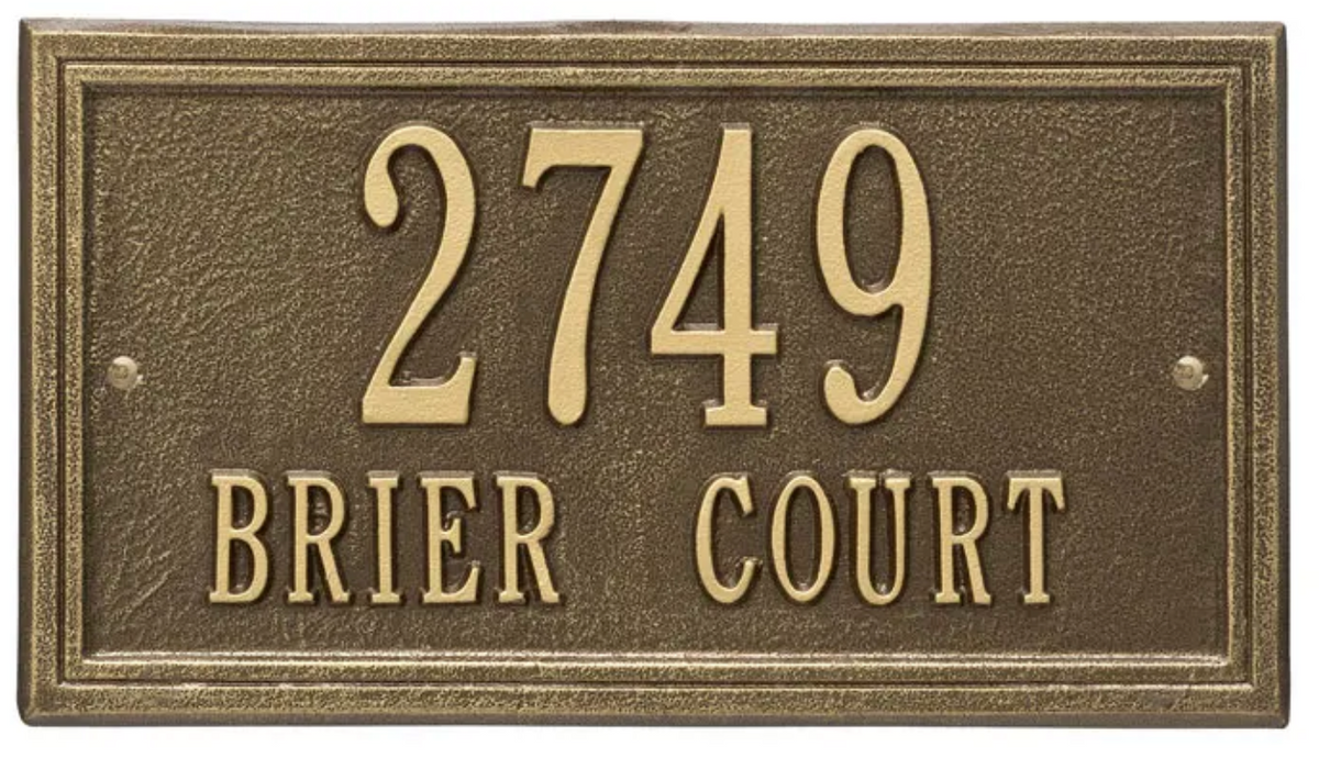 Double Border Line - Standard Wall Address Plaque- Two Line