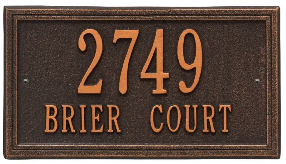 Double Border Line - Standard Wall Address Plaque- Two Line