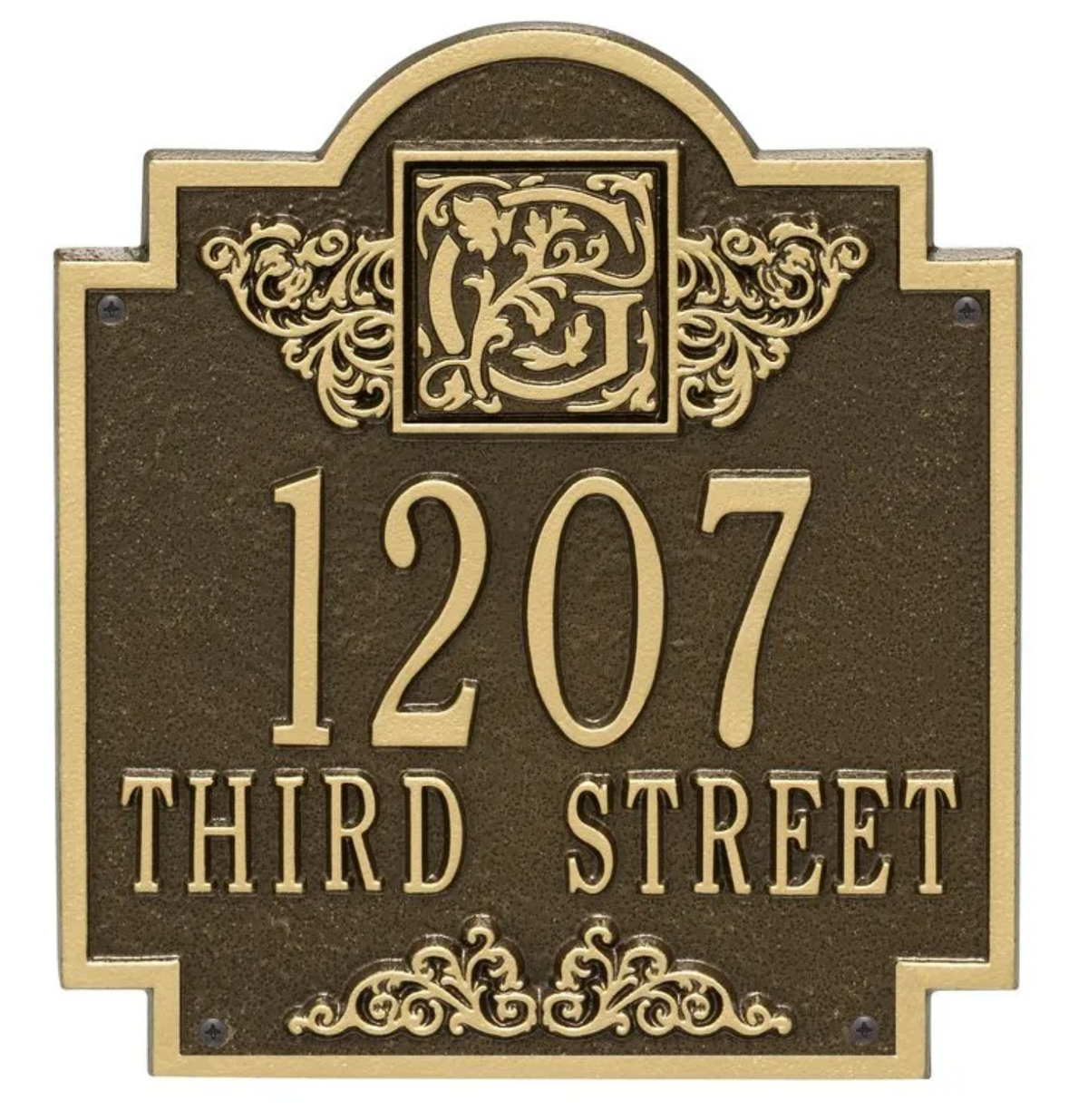 Monogram - Standard Wall Address Plaque- Two Lines