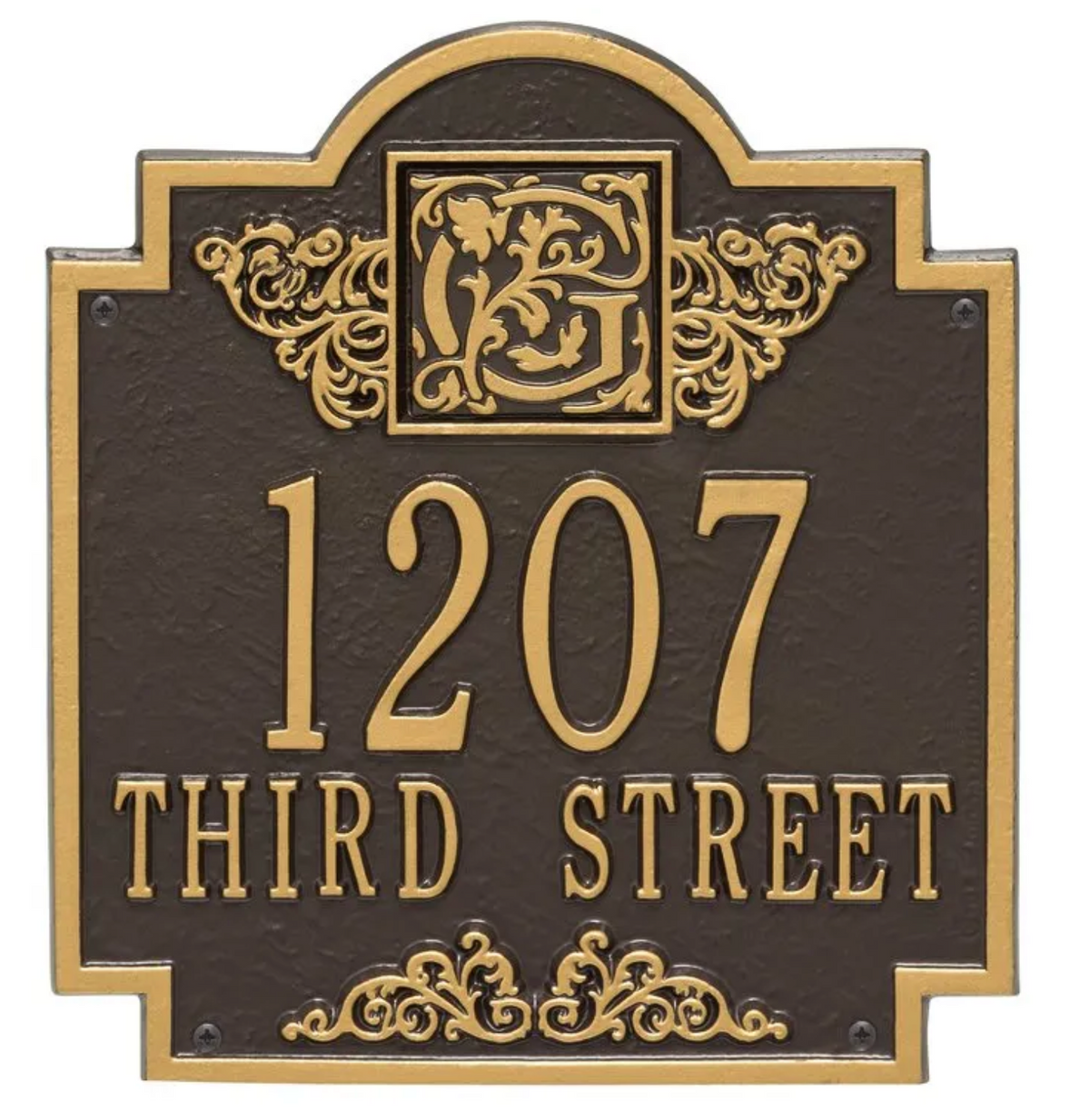 Monogram - Standard Wall Address Plaque- Two Lines