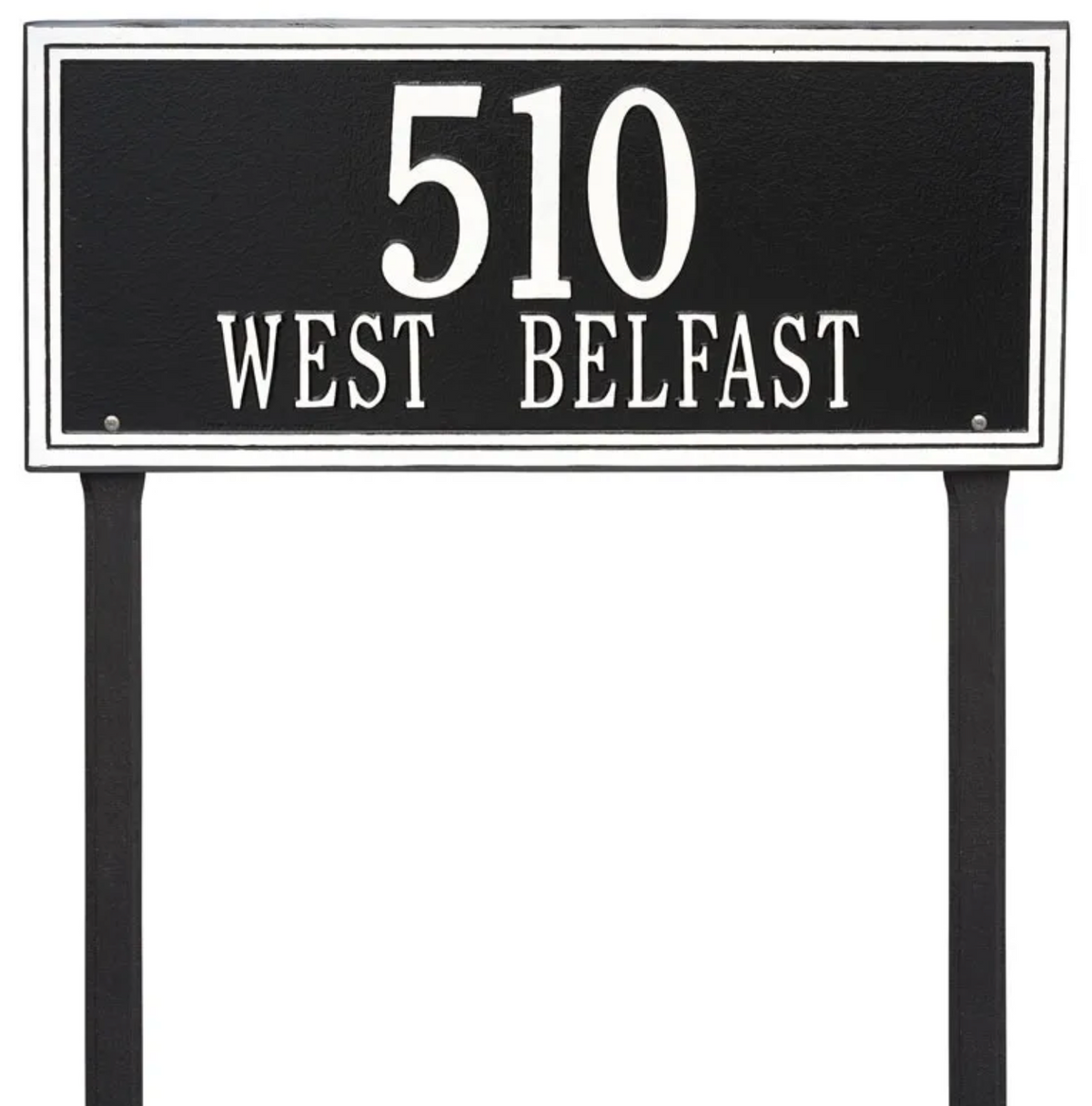 Double Border Line - Estate Lawn - Two Line Address Sign