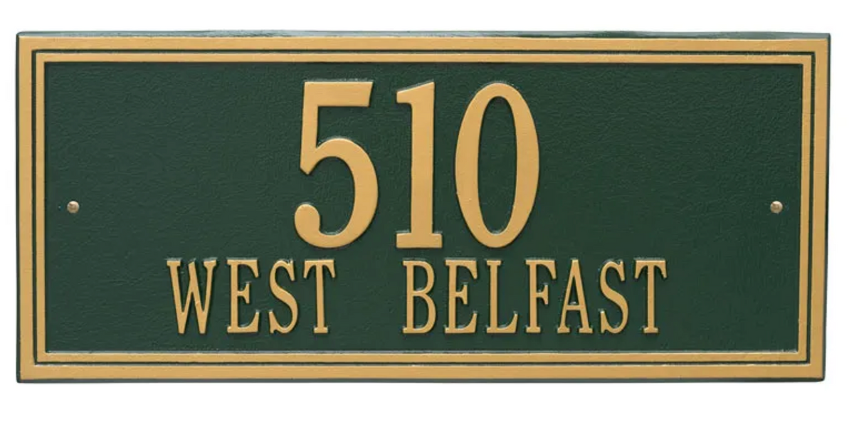 Double Border Line - Estate Wall Address Plaque - Two Line