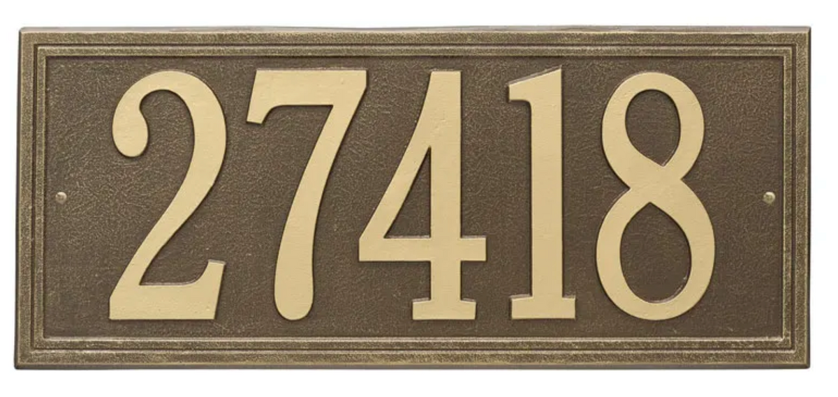 Double Border Line - Estate Wall Address Plaque- One Line