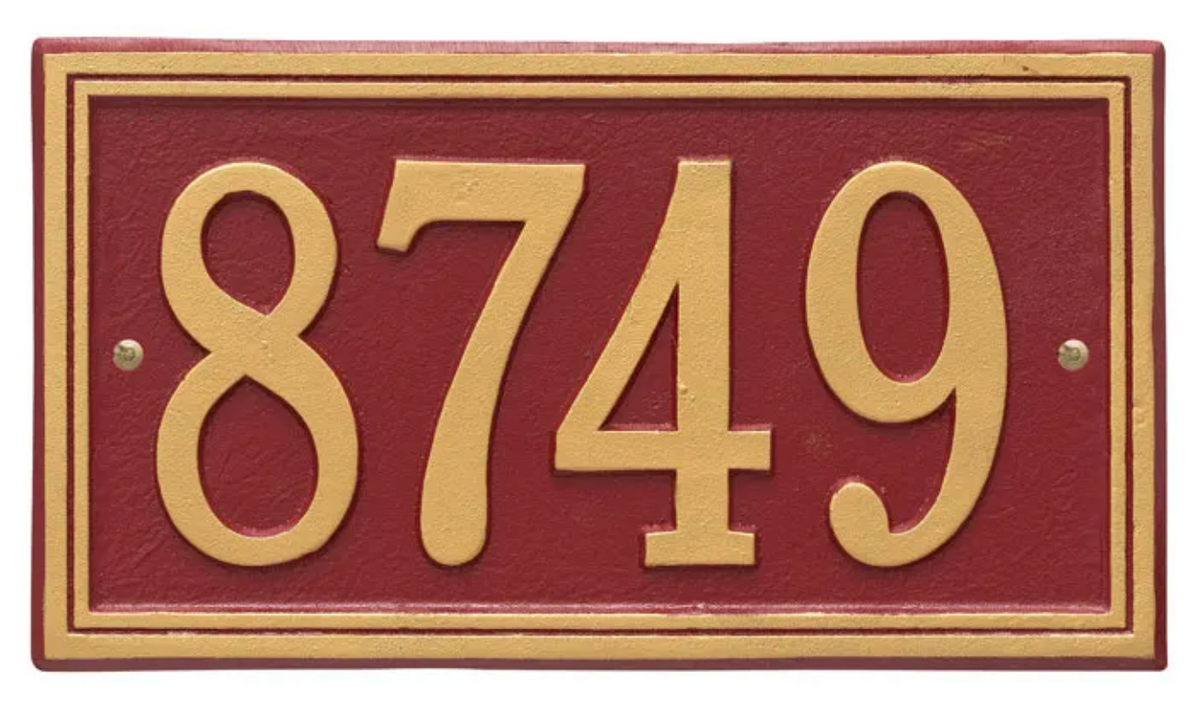 Double Border Line - Standard Wall Address Plaque - One Line
