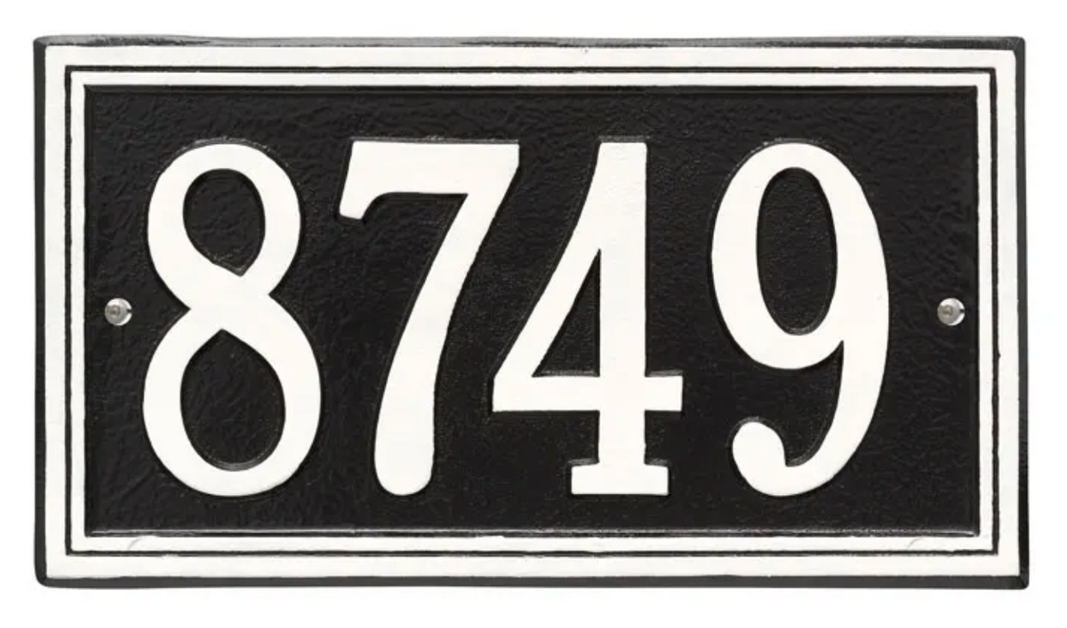 Double Border Line - Standard Wall Address Plaque - One Line