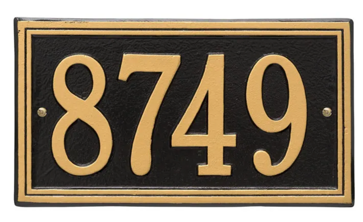 Double Border Line - Standard Wall Address Plaque - One Line